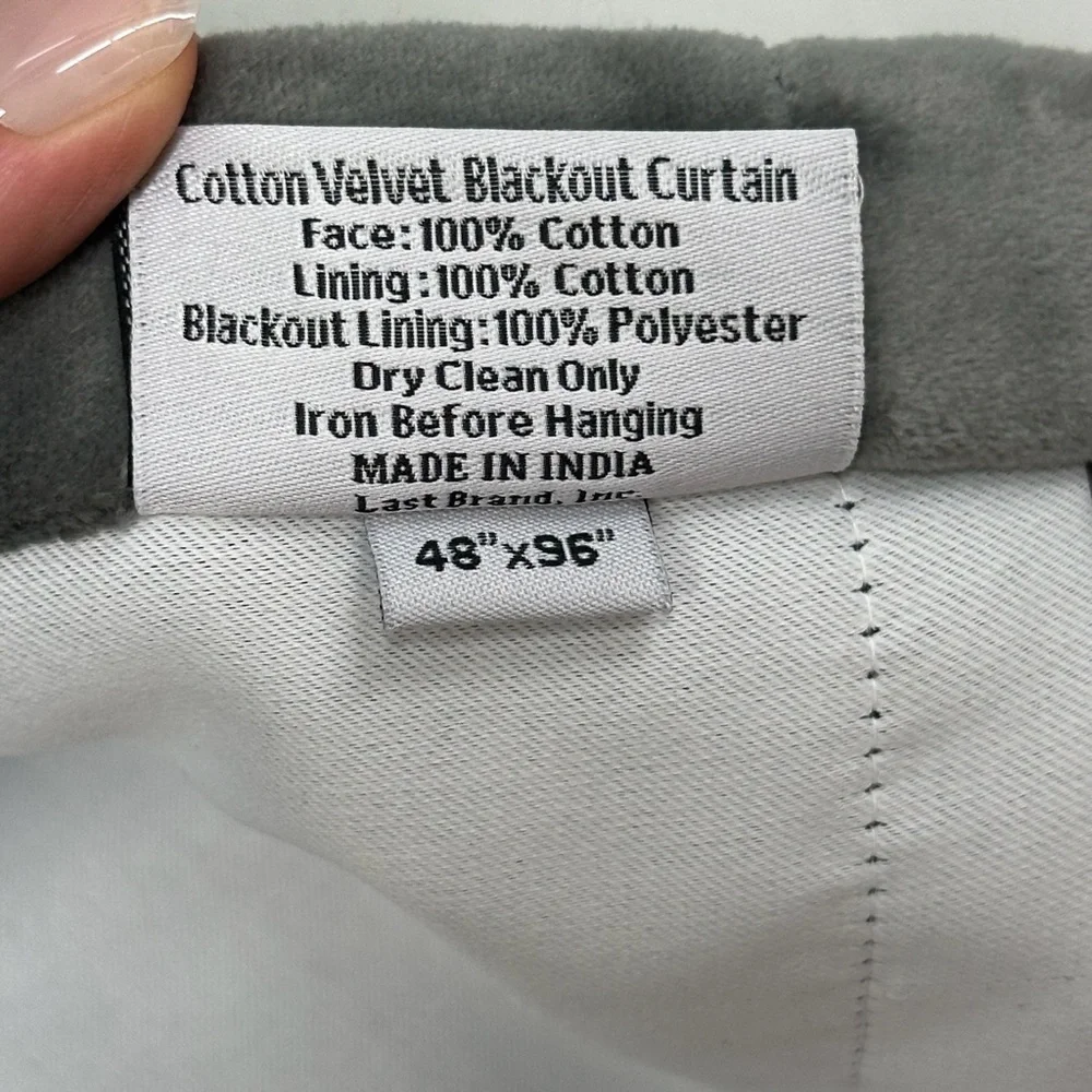 NWOT QUINCE 48x96 Cotton Velvet Room Darkening Curtain Slate 8105